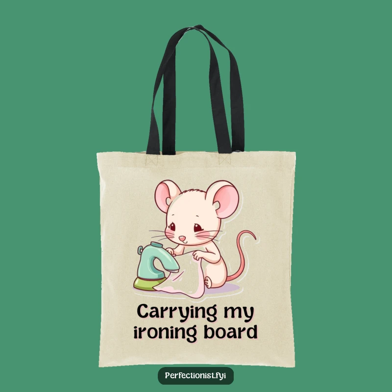 Funny Mouse Tote Bag, Tiny Fabric Ironing Shopping Bag, Humorous Gift for Sewists