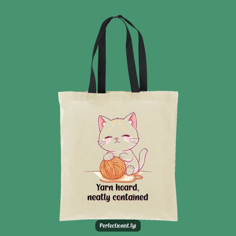 Funny Cat Tote Bag, Contented Yarn Watching Shopping Bag, Humorous Gift for Crafters