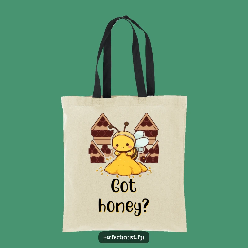 Funny Kawaii Bee Tote Bag: Diligent Bee Organizing Pollen, Ideal Funny Gift