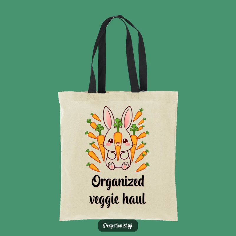 Funny Rabbit Carrot Tote Bag: Carry your essentials with a meticulous bunny and its carrots, a perfect funny gift.