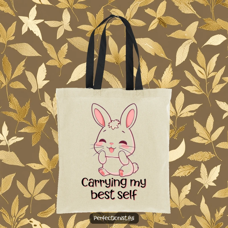 Funny rabbit tote bag featuring a meticulously grooming bunny character, perfect for carrying essentials with a stylish, humorous flair.